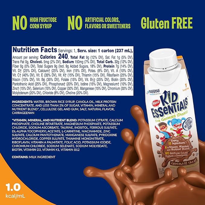 pediatric oral supplement boost® kid essentials™ 1 0 chocolate craze flavor 8 oz carton liquid vitamins minerals