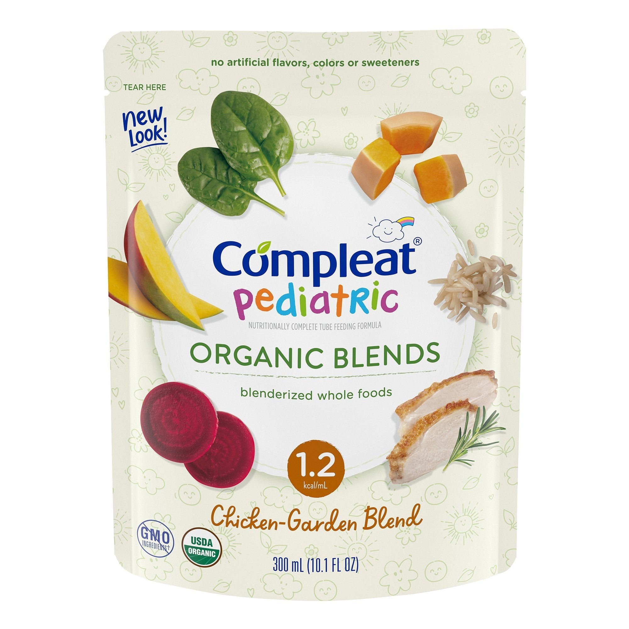 Pediatric Oral Supplement Compleat Pediatric Organic Blends Chicken Garden Flavor 10.1 oz. Pouch Liquid Organic Food Allergies