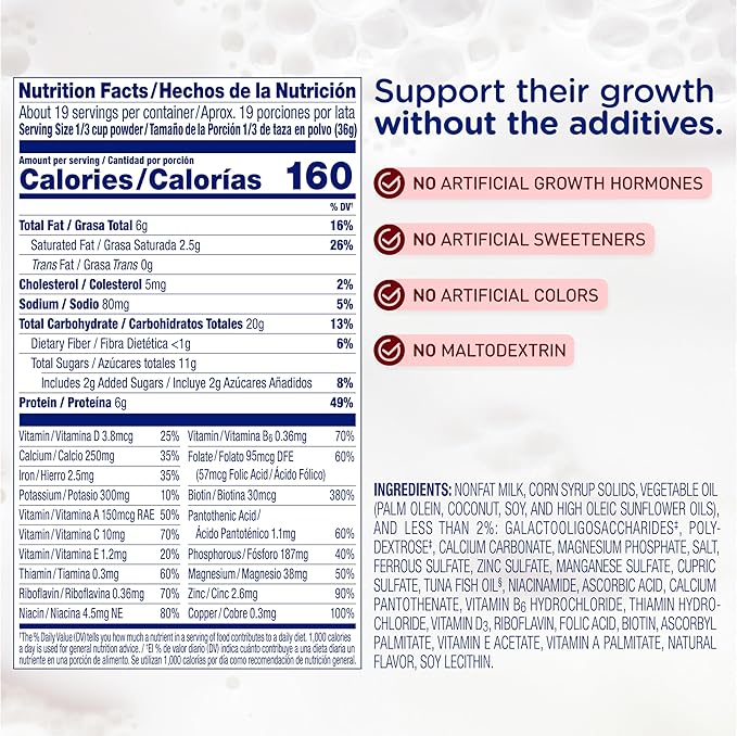 pediatric oral supplement enfagrow premium toddler unflavored 24 oz can powder