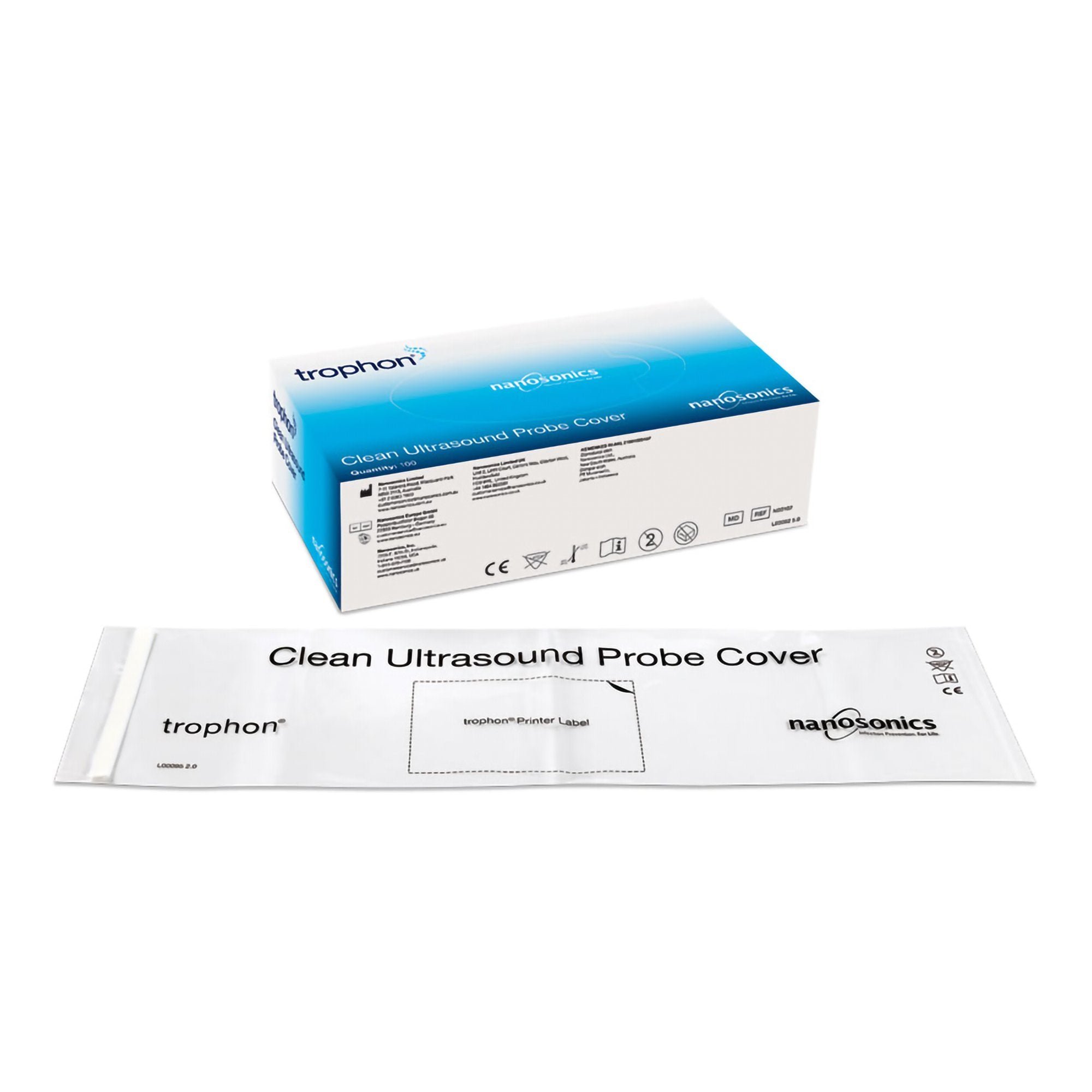 Ultrasound Probe Cover trophon2 Plastic Medically Clean Folded