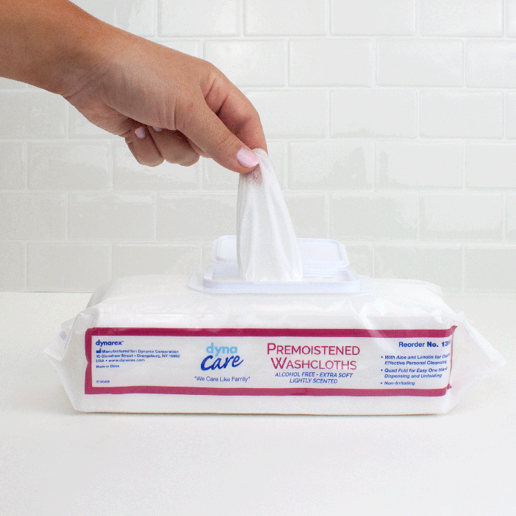 personal cleansing wipe dynarex soft pack unscented 64 count packaging type case