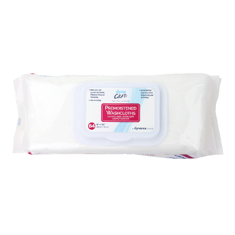 personal cleansing wipe dynarex soft pack unscented 64 count packaging type case