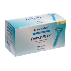personal razor with lubricating strip dawnmist® triple play™ single edge triple blade nonsterile disposable 3
