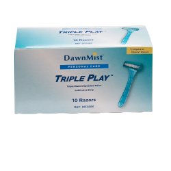 personal razor with lubricating strip dawnmist® triple play™ single edge triple blade nonsterile disposable 3
