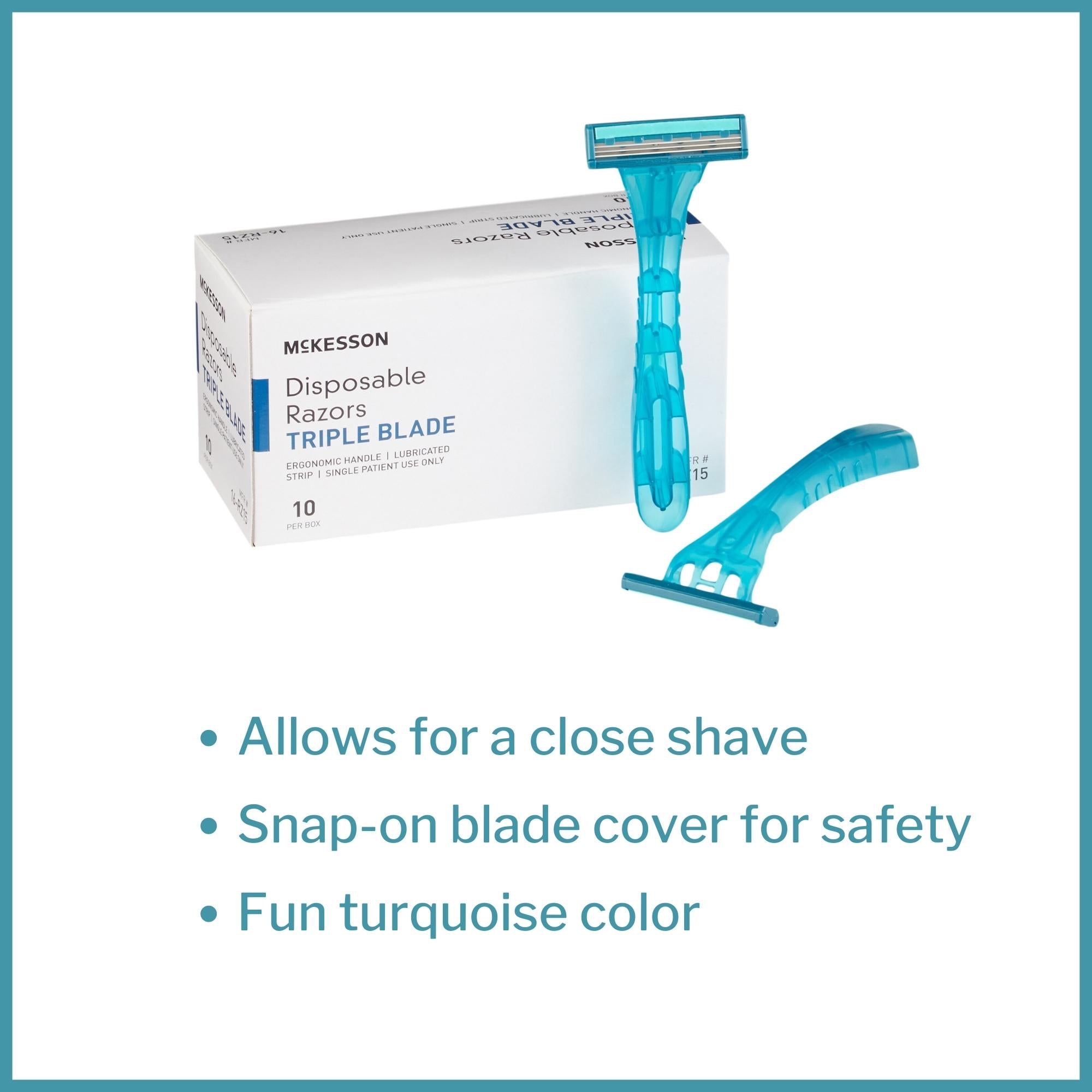 personal razor with lubricating strip mckesson single edge triple blade nonsterile disposable packaging type each