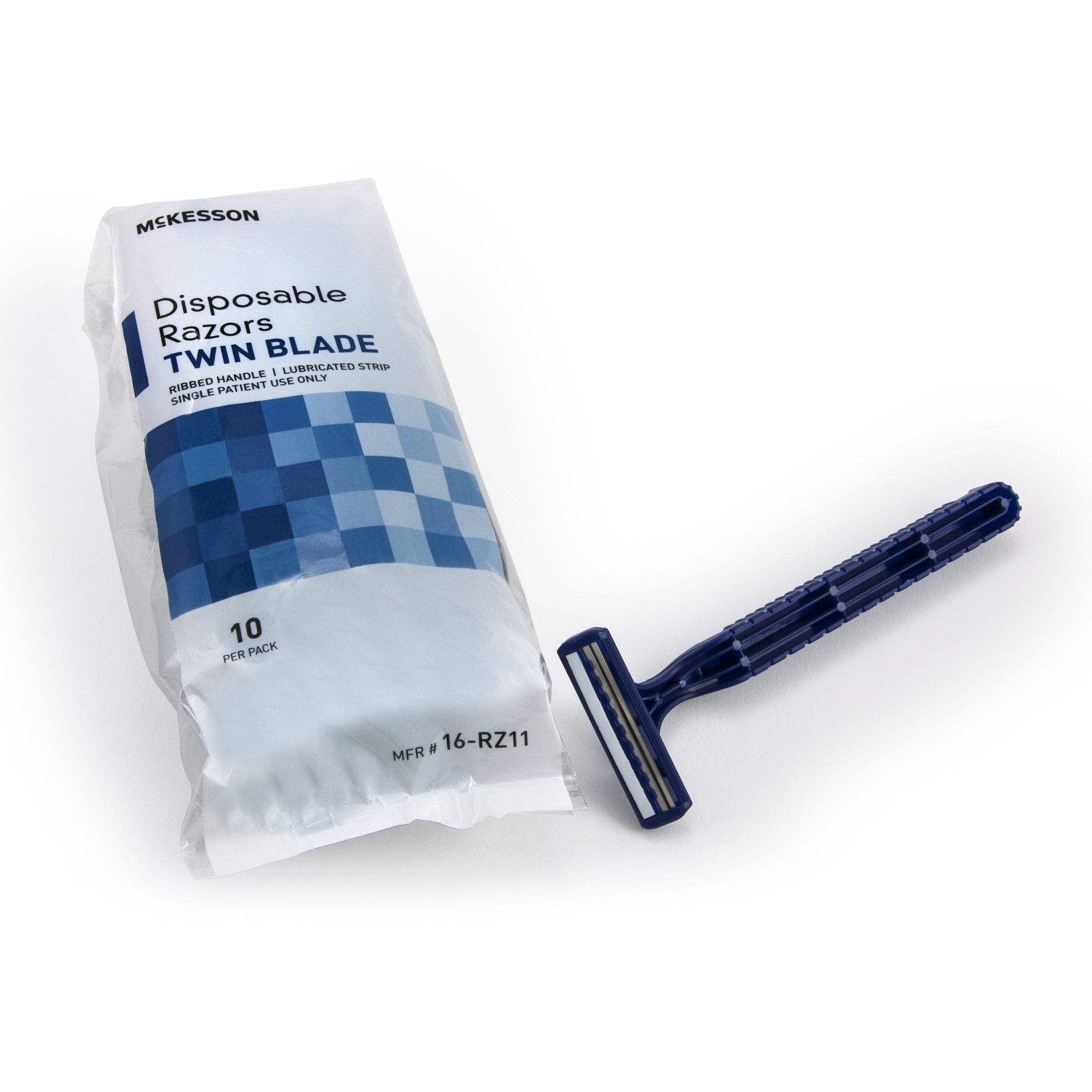personal razor with lubricating strip mckesson single edge twin blade nonsterile disposable packaging type box