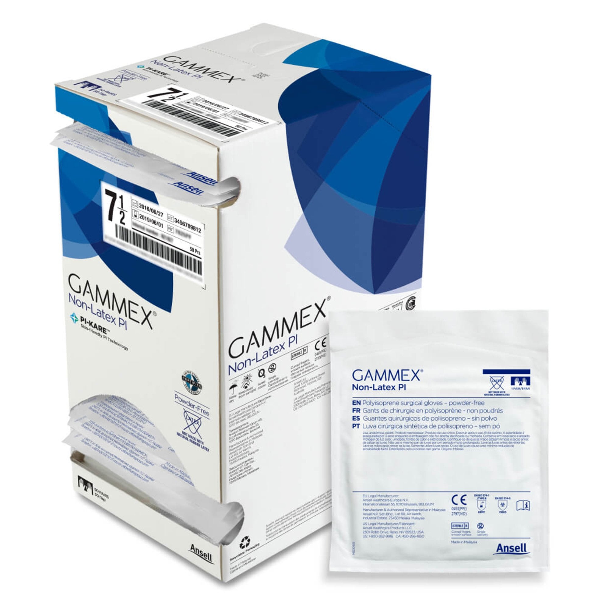 Surgical Glove GAMMEX Non Latex PI Micro Size 7.5 Sterile Polyisoprene Standard Cuff Length Micro Textured White Chemo Tested