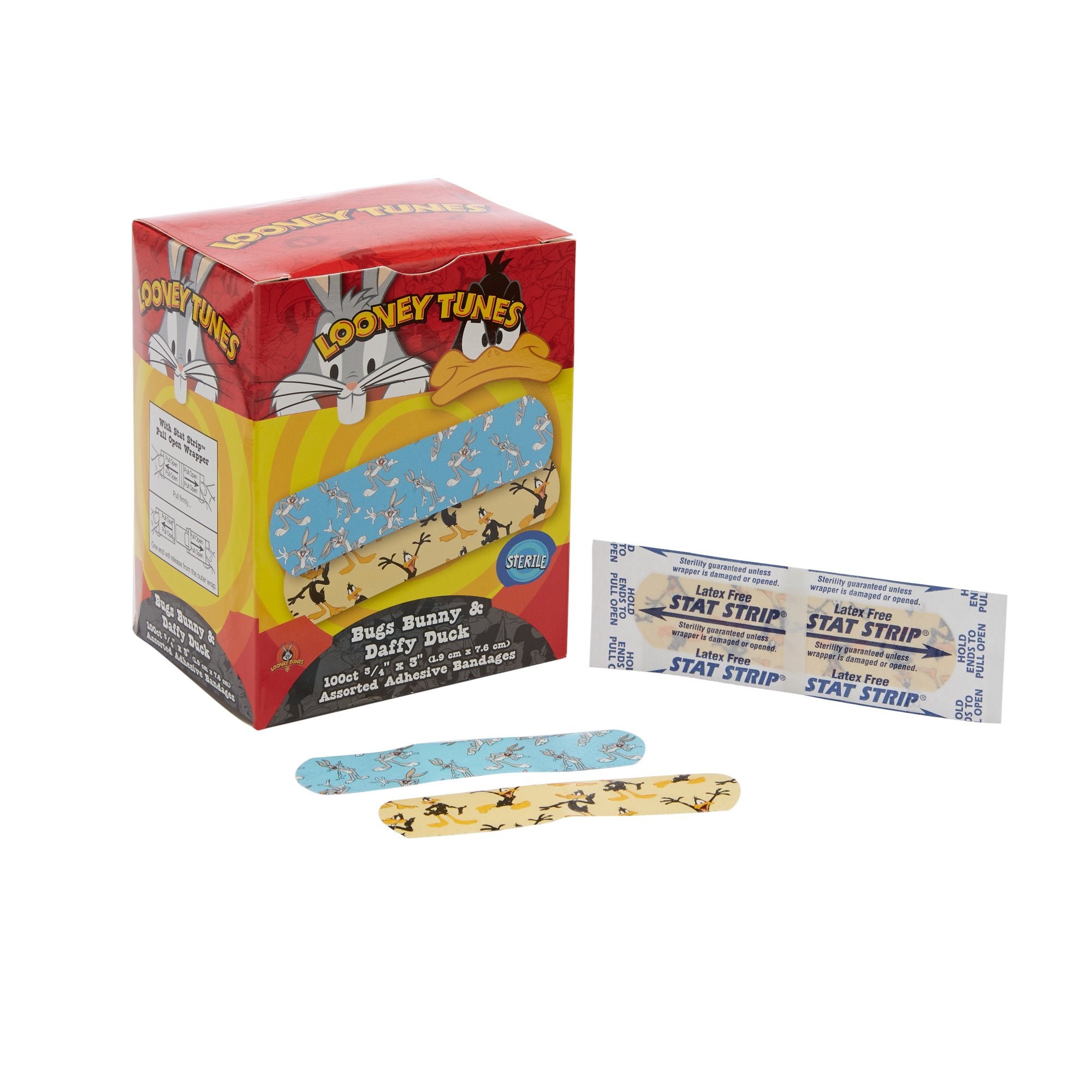 Adhesive Strip Looney Tunes Stat Strip 3/4 X 3 Inch Plastic Rectangle Kid Design (Looney Tunes Bugs and Daffy) Sterile