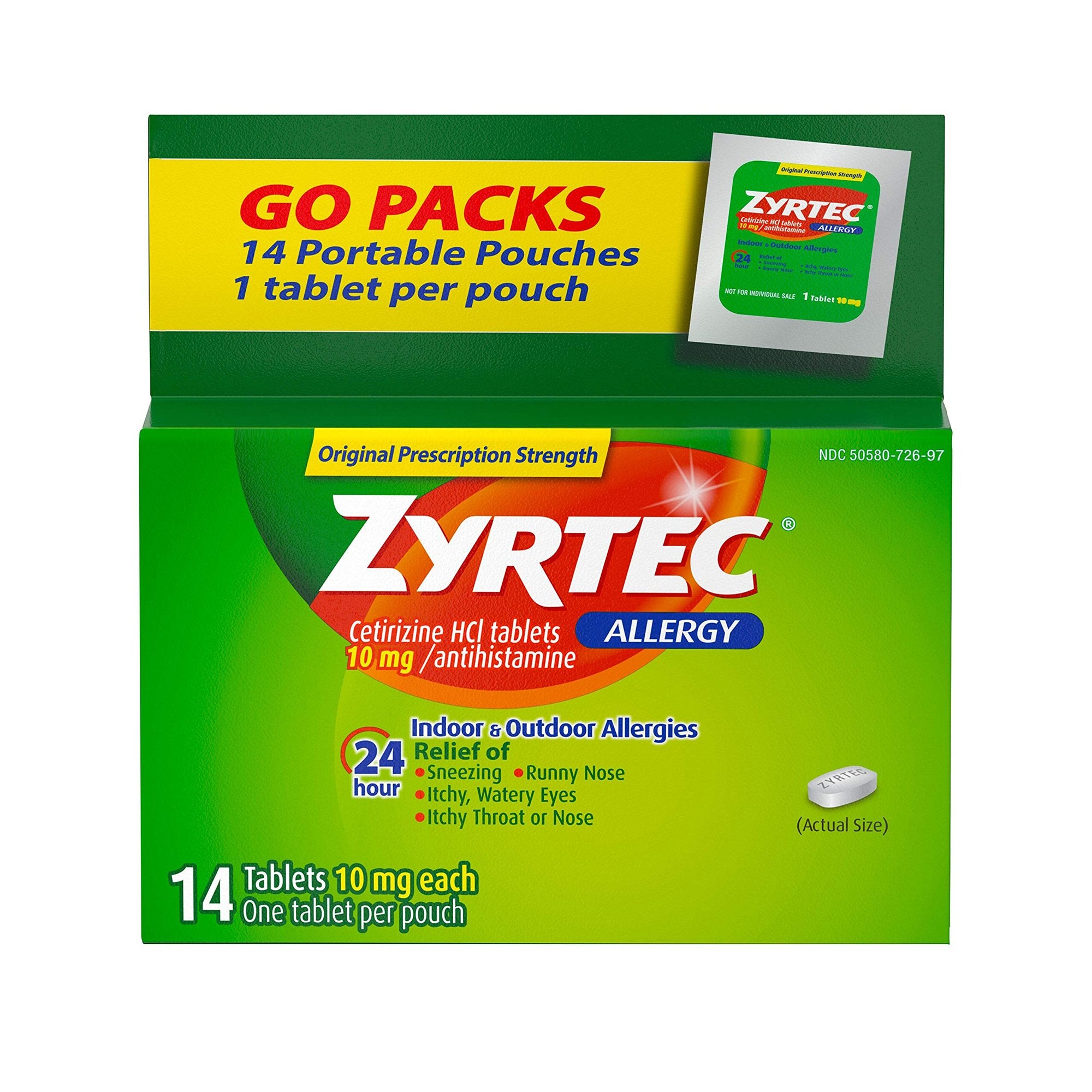 Allergy Relief Zyrtec 10 mg Strength Tablet 14 per Box