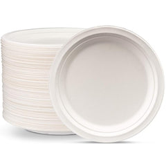 plate bare eco forward white single use paper 9 inch diameter packaging type case