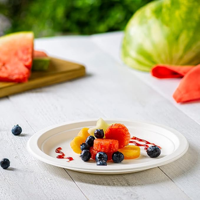 plate bare eco forward white single use paper 9 inch diameter packaging type case