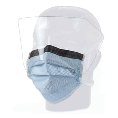 Surgical Mask with Eye Shield Precept FluidGard 160 Anti fog Foam ASTM Level 3 Tie Closure One Size Fits Most