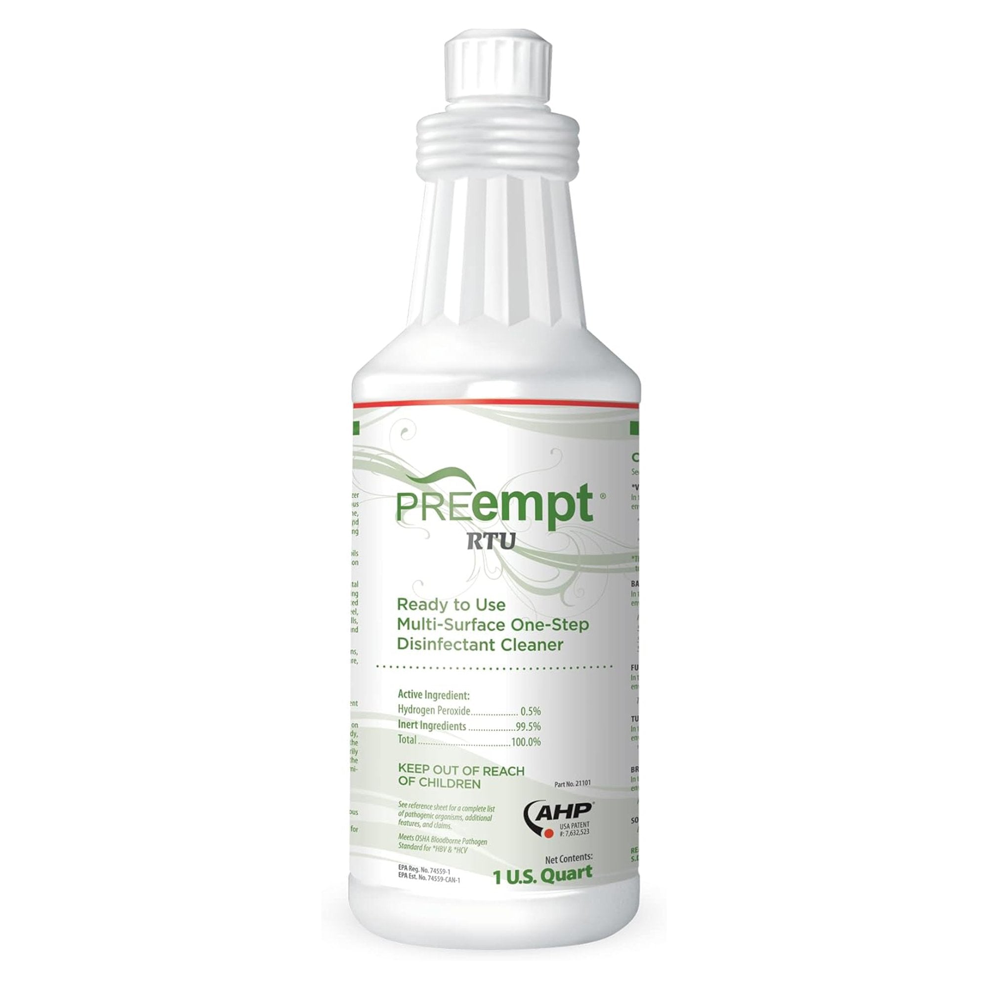PREempt RTU Surface Disinfectant Cleaner Peroxide Based Manual Pour Liquid 32 oz. Bottle Scented NonSterile