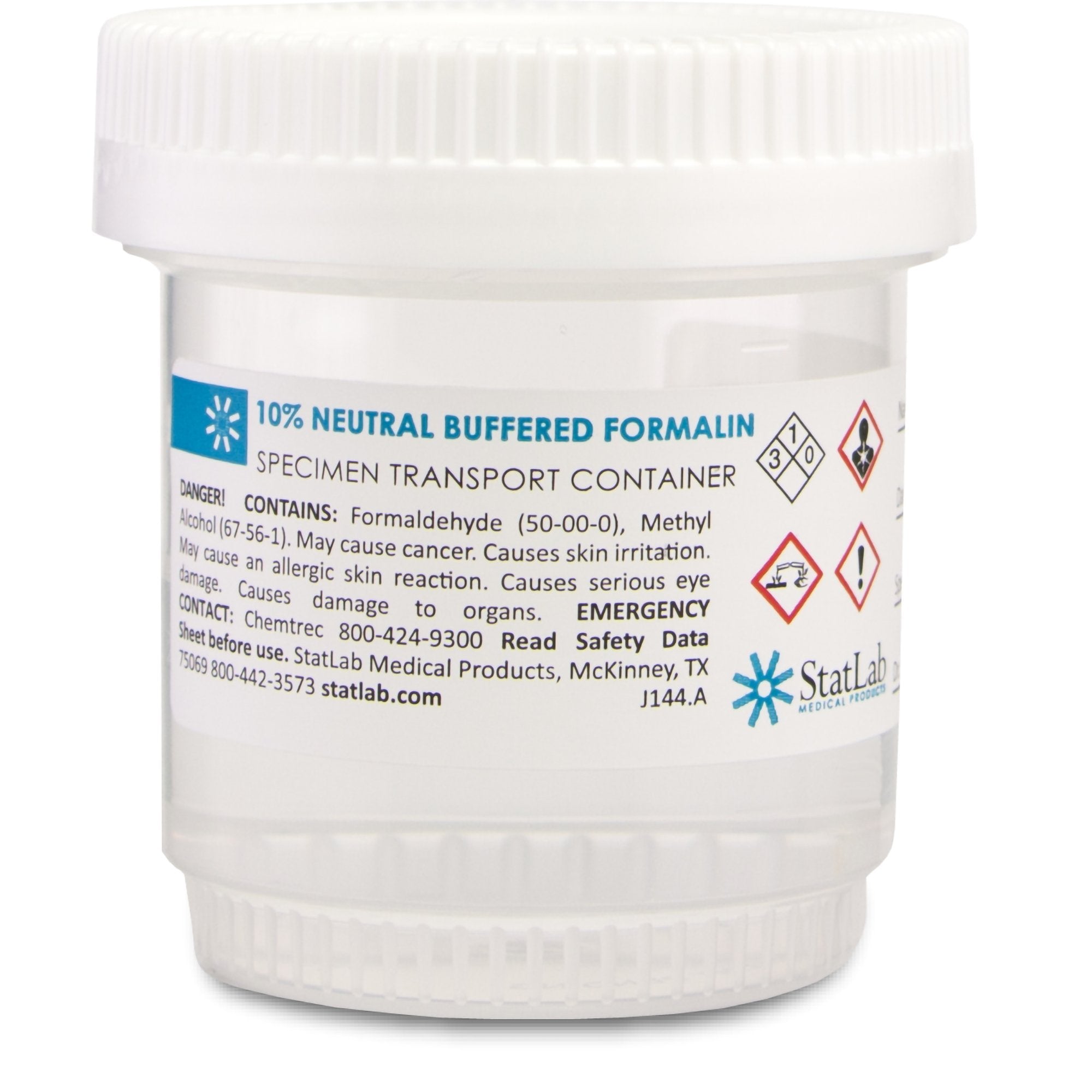 Prefilled Formalin Container StatClick 30 mL Fill in 60 mL (2 oz.) Screw Cap Warning Label NonSterile