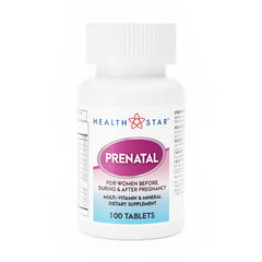 Prenatal Vitamin Supplement HealthStar Tablet 100 per Bottle