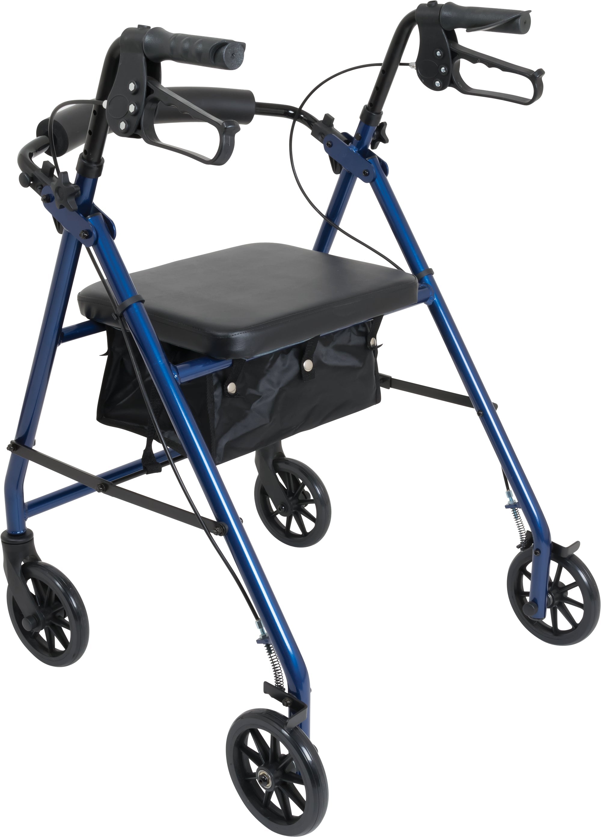 probasics aluminum rollator with 6 inch wheels blue