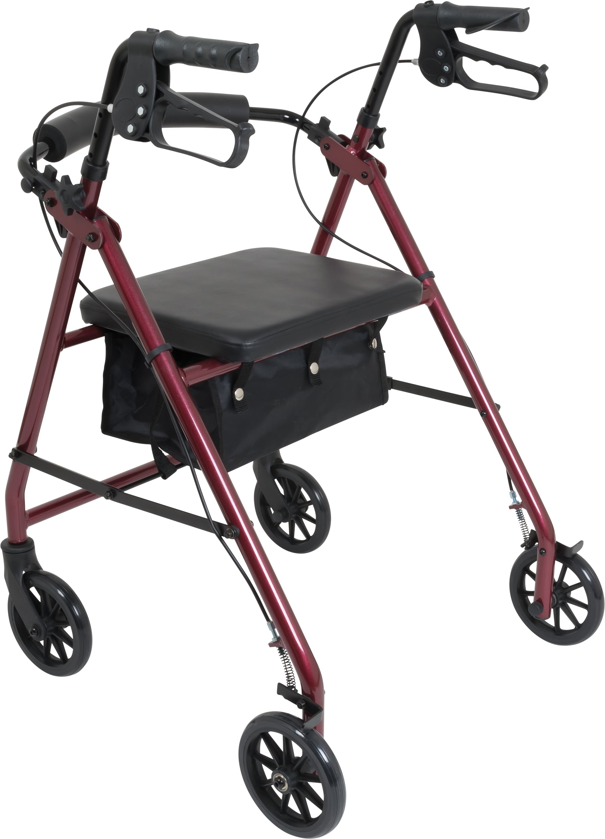 probasics aluminum rollator with 6 inch wheels burgundy