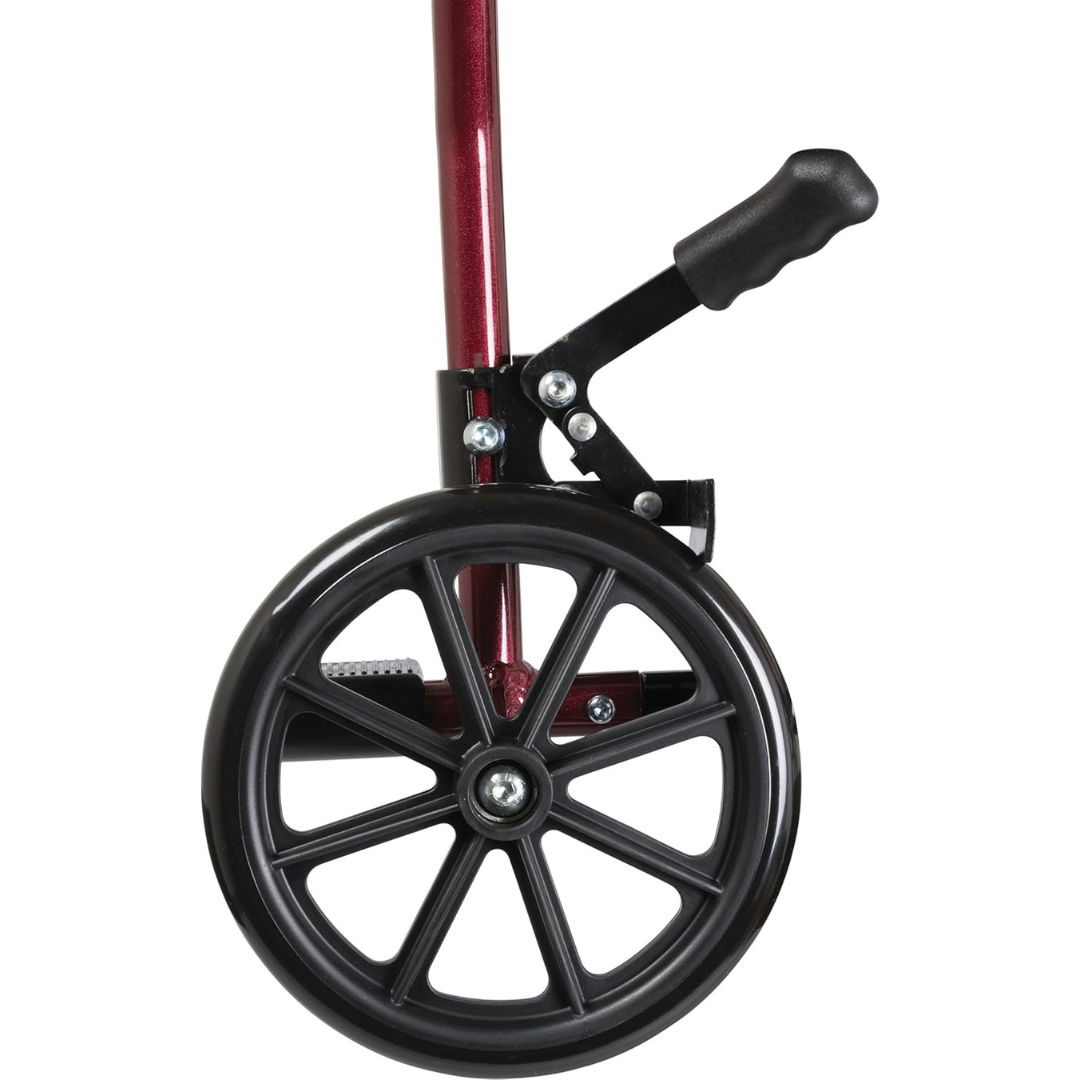 Compact aluminum transport wheelchair folded for storage