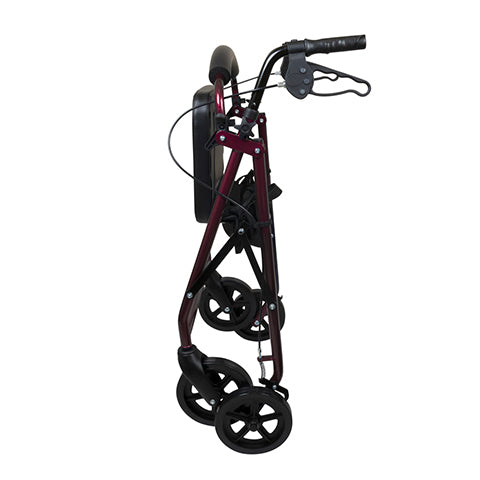probasics deluxe aluminum rollator with 8 inch wheels burgundy