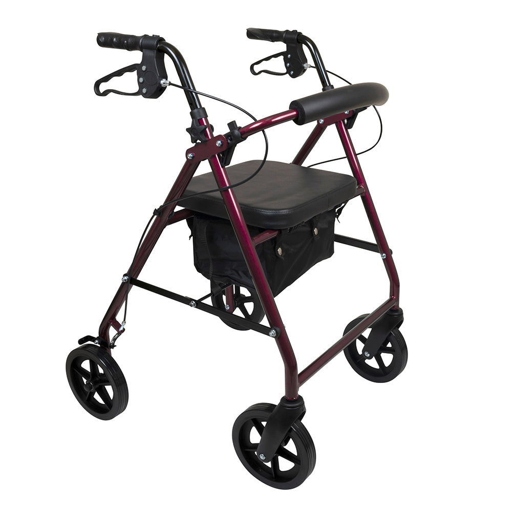 ProBasics Aluminium Rollator For Seniors and Elders, Wheel size 8 inch With Height Adjustable Weight Capacity 300lbs, Burgundy Color, Foldable, RLA8BG