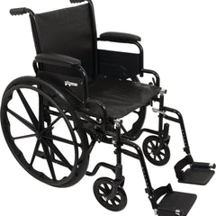Probasics K1 Wheelchair with Flip-back padded upholstered armrests and Elevating Leg rest,Swing-Away Footrests ,8" x 1" Front 24" Back Wheels ,250 lbs Weight Capacity ,18x16inch ,WC11816DS