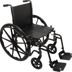 Probasics K2 Wheelchair with Flip-back padded upholstered armrests and Swing-Away Footrests ,8" x 1" Front 24" Back Wheels ,300 lbs Weight Capacity ,16" x 16" ,WC21616DS
