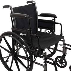 Probasics K3 Lightweight Wheelchair with flip-back height adjustable arms and swing-away or elevating padded leg rests. ,Large 24" rear wheels Wheels ,300 lbs Weight Capacity ,16" x 16" ,WC31616DE
