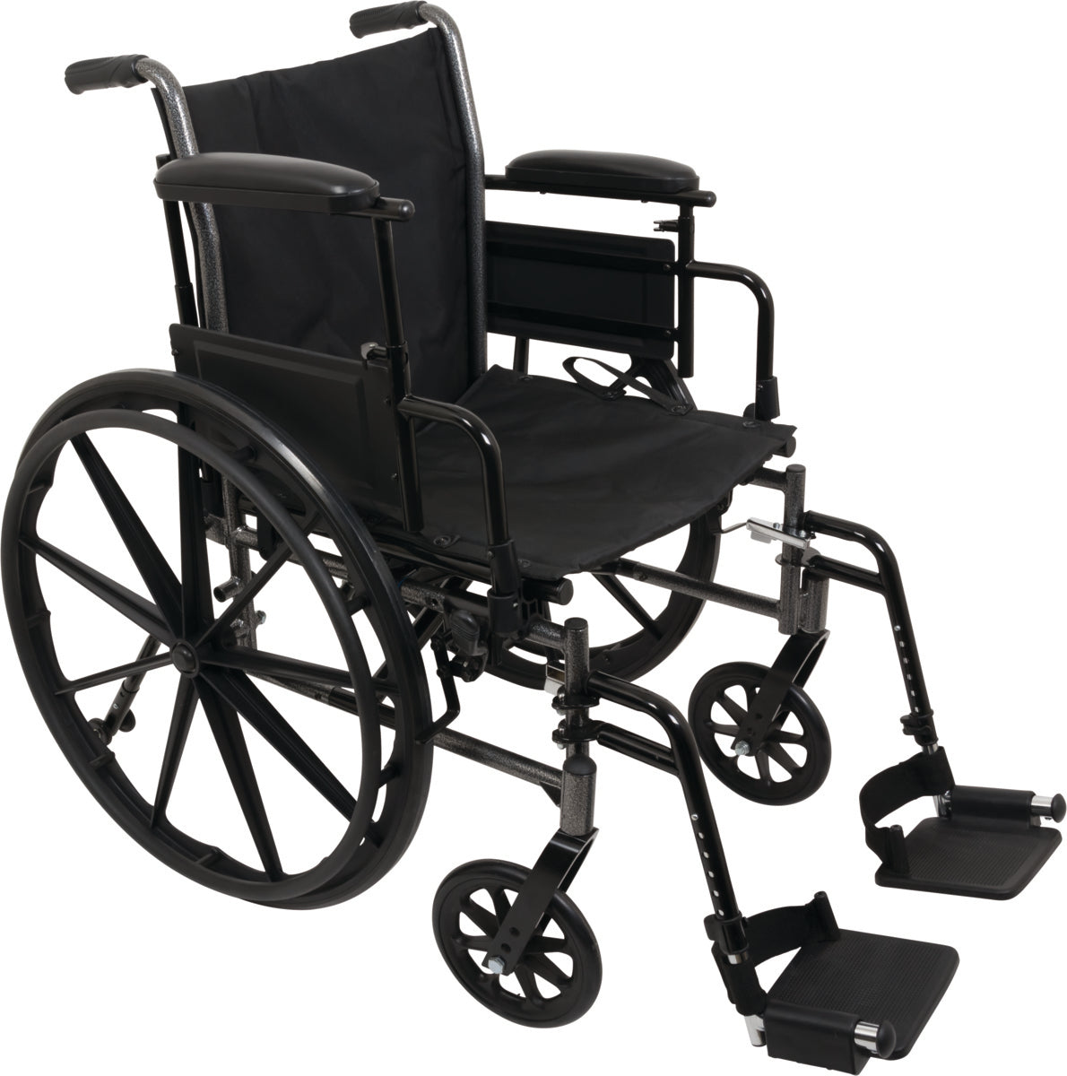 Probasics K3 Lightweight Wheelchair with flip back height adjustable arms and swing-away footrests with heel loops or elevating legrests with composite footplates ,8" x 1" Front 24" Back Wheels ,less than 36 pounds ,16" x 16" ,WC31616DS