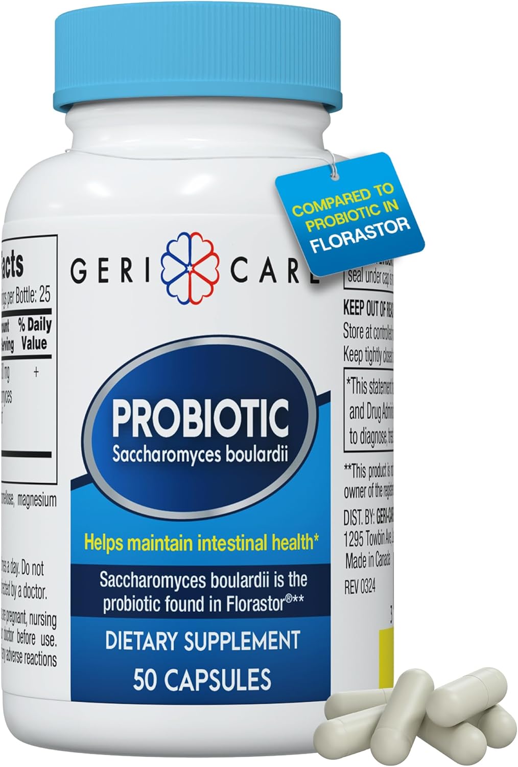 probiotic dietary supplement geri care 50 per bottle capsule packaging type case
