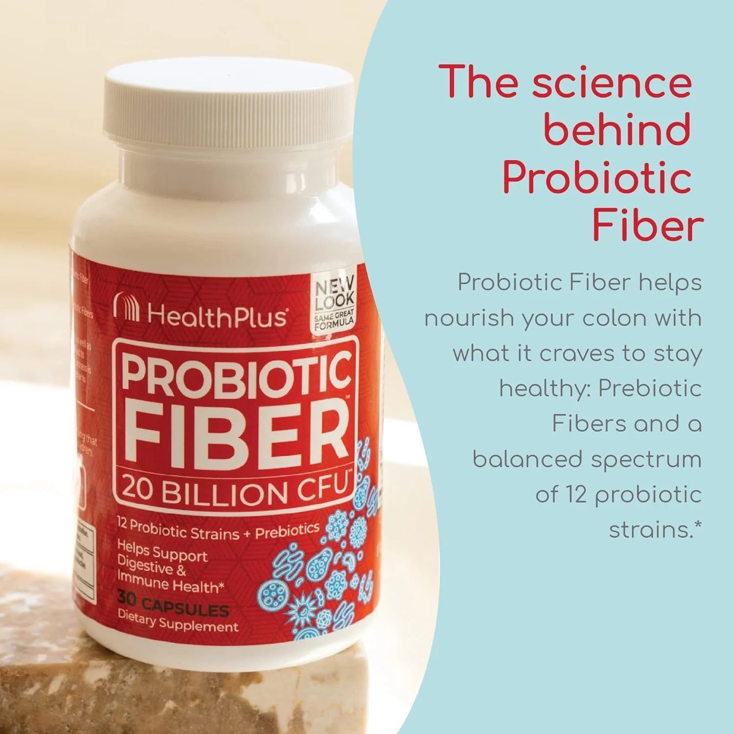 Probiotic Fiber Dietary Supplement, 30 Capsules, 30 Servings