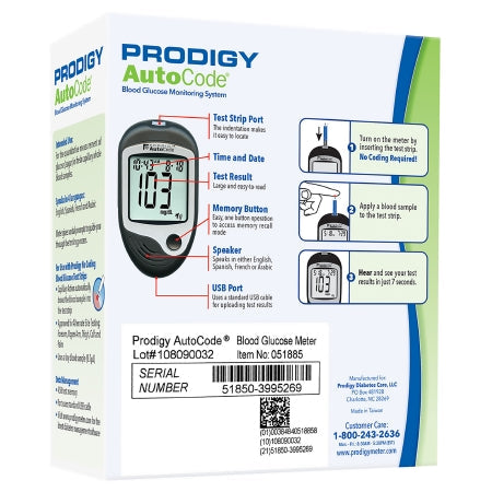 prodigy autocode blood glucose monitory system prodigy blood glucose meter mk842600ea