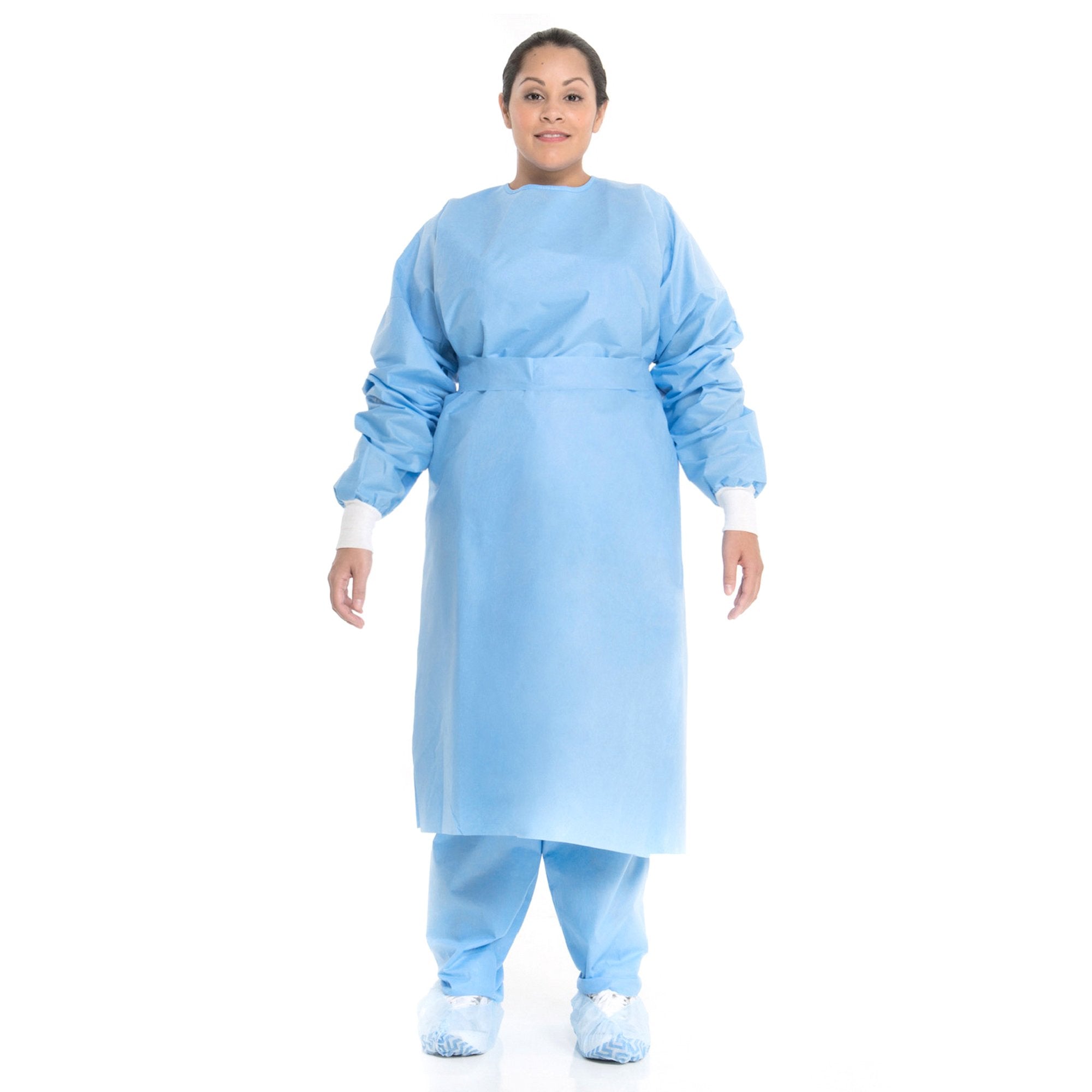 Protective Procedure Gown Halyard Large Blue NonSterile Not Rated Disposable