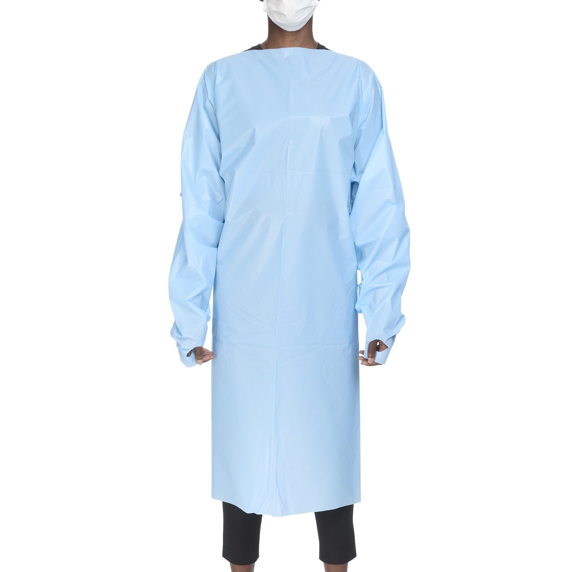 Protective Procedure Gown McKesson One Size Fits Most Blue NonSterile AAMI Level 2 Disposable