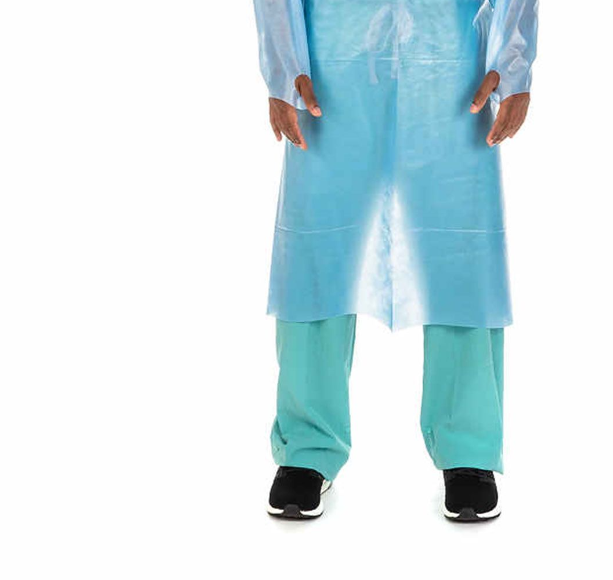 protective procedure gown one size fits most blue nonsterile aami level 4 disposable packaging type case