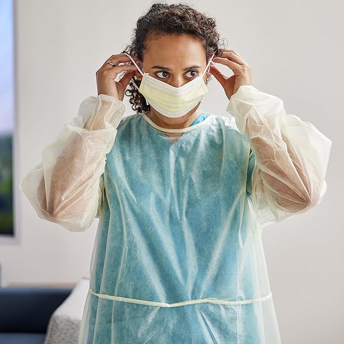 protective procedure gown one size fits most yellow nonsterile not rated disposable packaging type case