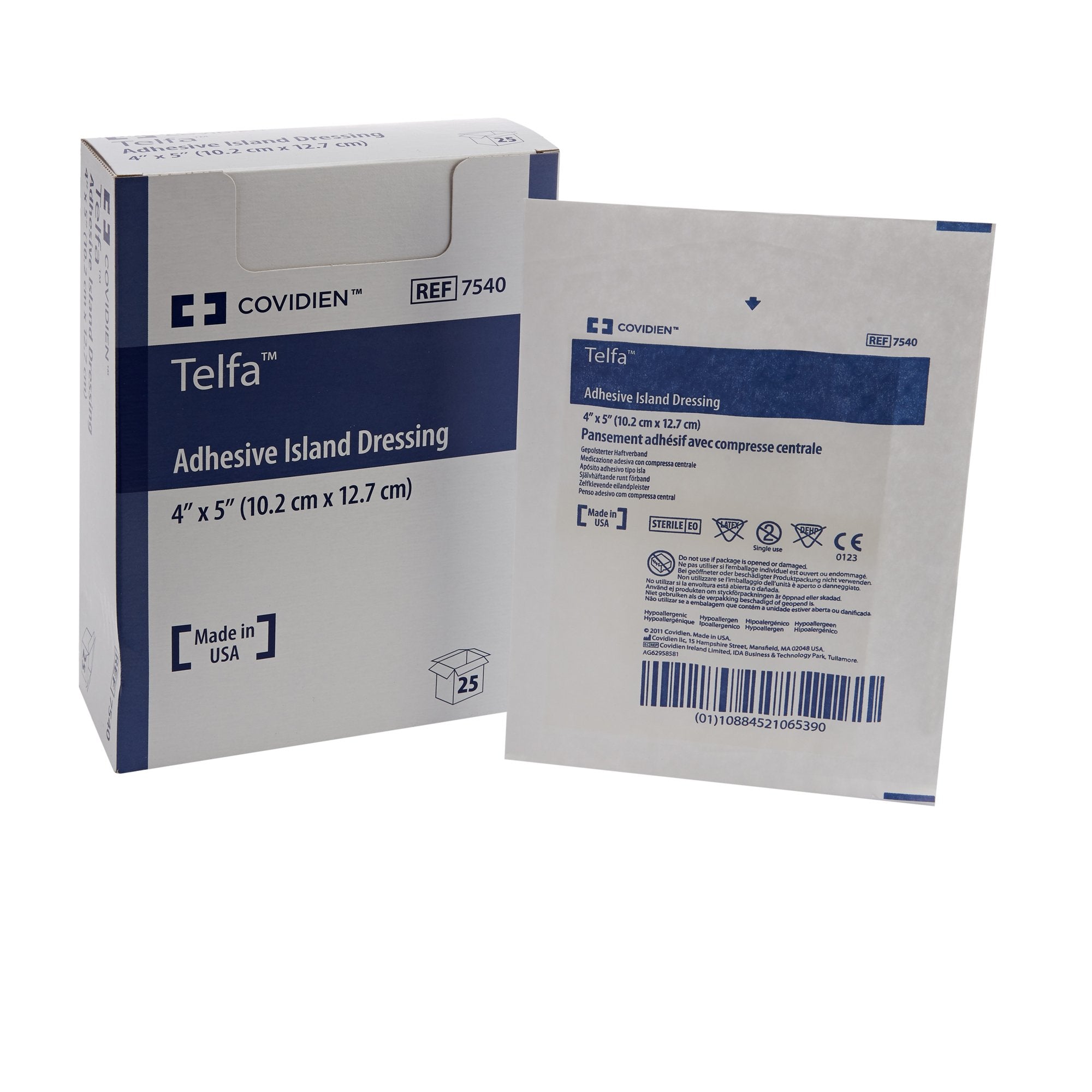 Aderezo Island Telfa™ Rectángulo Estéril de 4 x 5 pulgadas, Tipo de embalaje: Caja