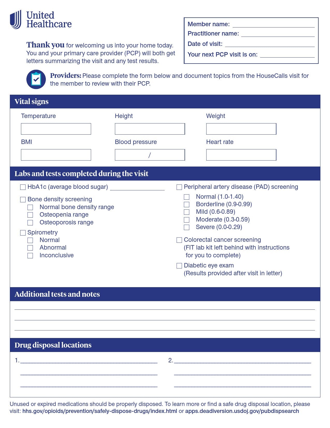 Check List Form Signigyhealth PCP Screening 8 X 10 Inch