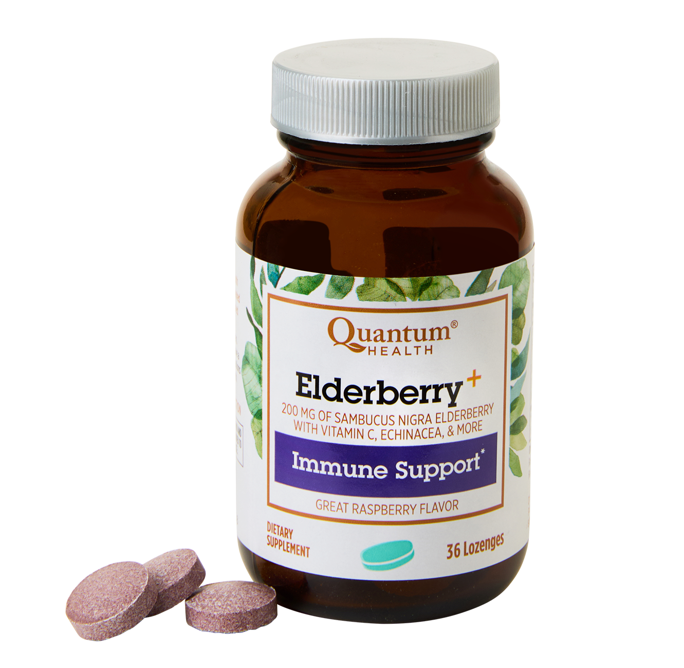 quantum elderberry lozenges raspberry 36 lozenges