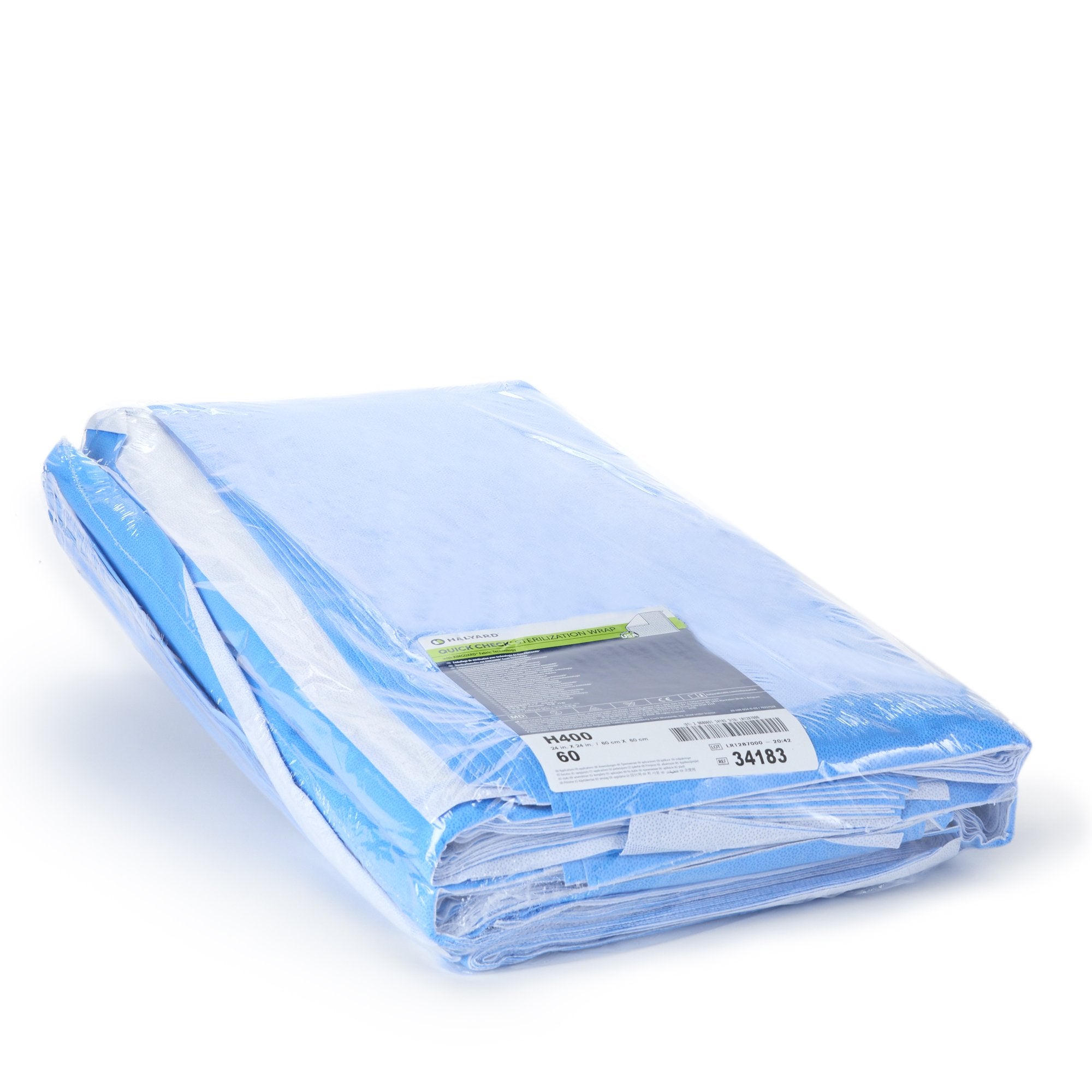 QUICK CHECK* H400 Sterilization Wrap White / Blue 24 X 24 Inch Dual Layer SMS Polypropylene Steam / EO Gas / Hydrogen Peroxide