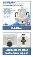 raised toilet seat with lock arms blue jay retail each