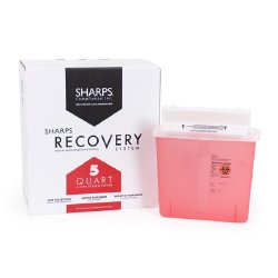 Mailback Sharps Container Sharps Recovery System Translucent Red Base 12-1/4 L X 4-3/4 W X 10-1/2 H Inch Horizontal Entry 1.35 Gallon