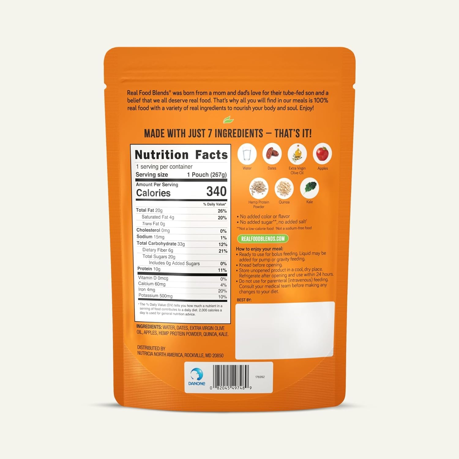 real food blends quinoa kale hemp pureed food blend for tube feed 9 4 ounce real food blends tube feeding formula mk979852ea