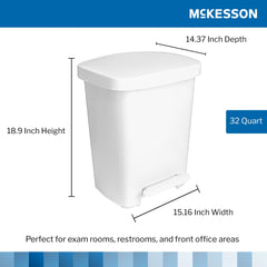 32 quart white pedal trash can with dimensions