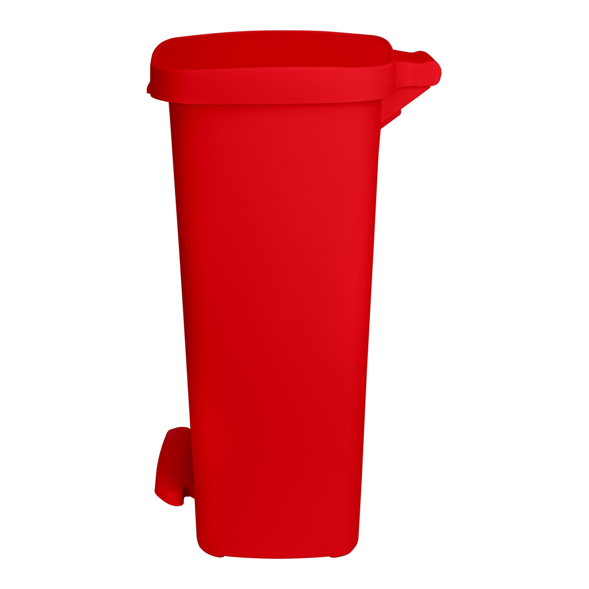 Red plastic trash can for daily use