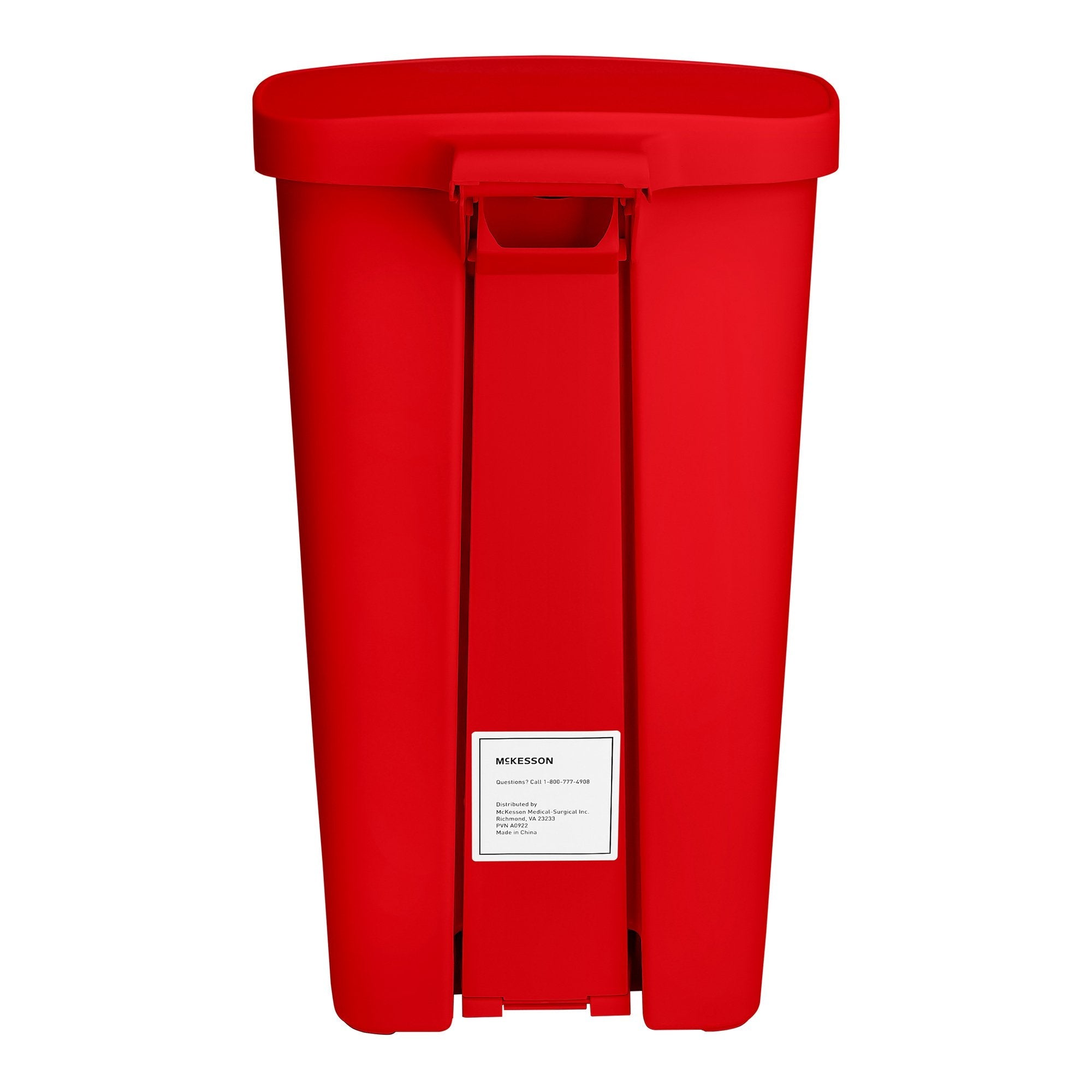 Sturdy red rectangular McKesson waste bin