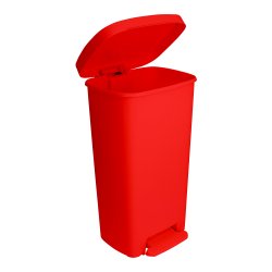 Everyday use red plastic trash container