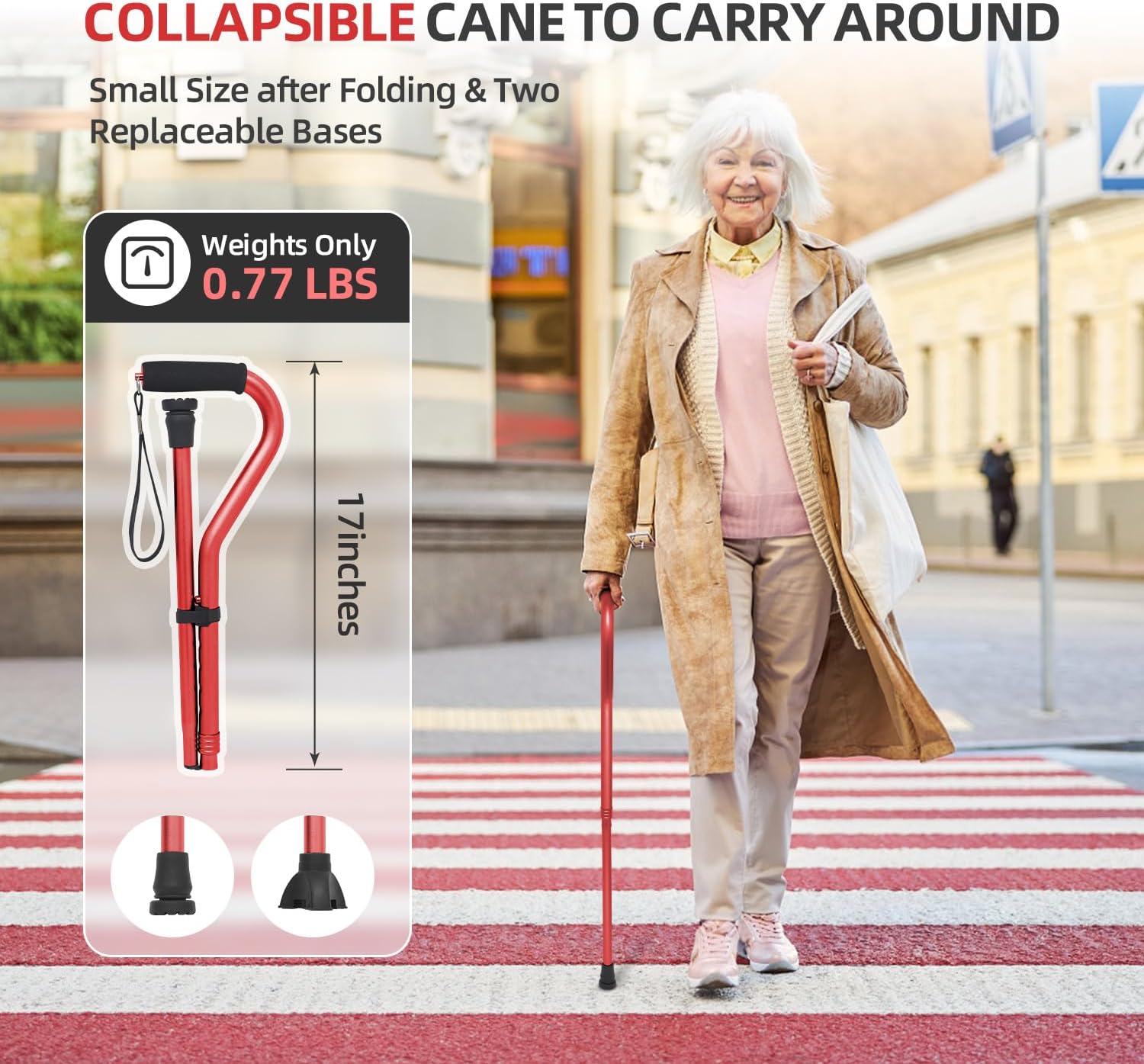 walking cane for men women adjustable cane with offset soft cushioned handle portable lightweight sturdy mobility walker aid for elderly seniors collapsible cane 1