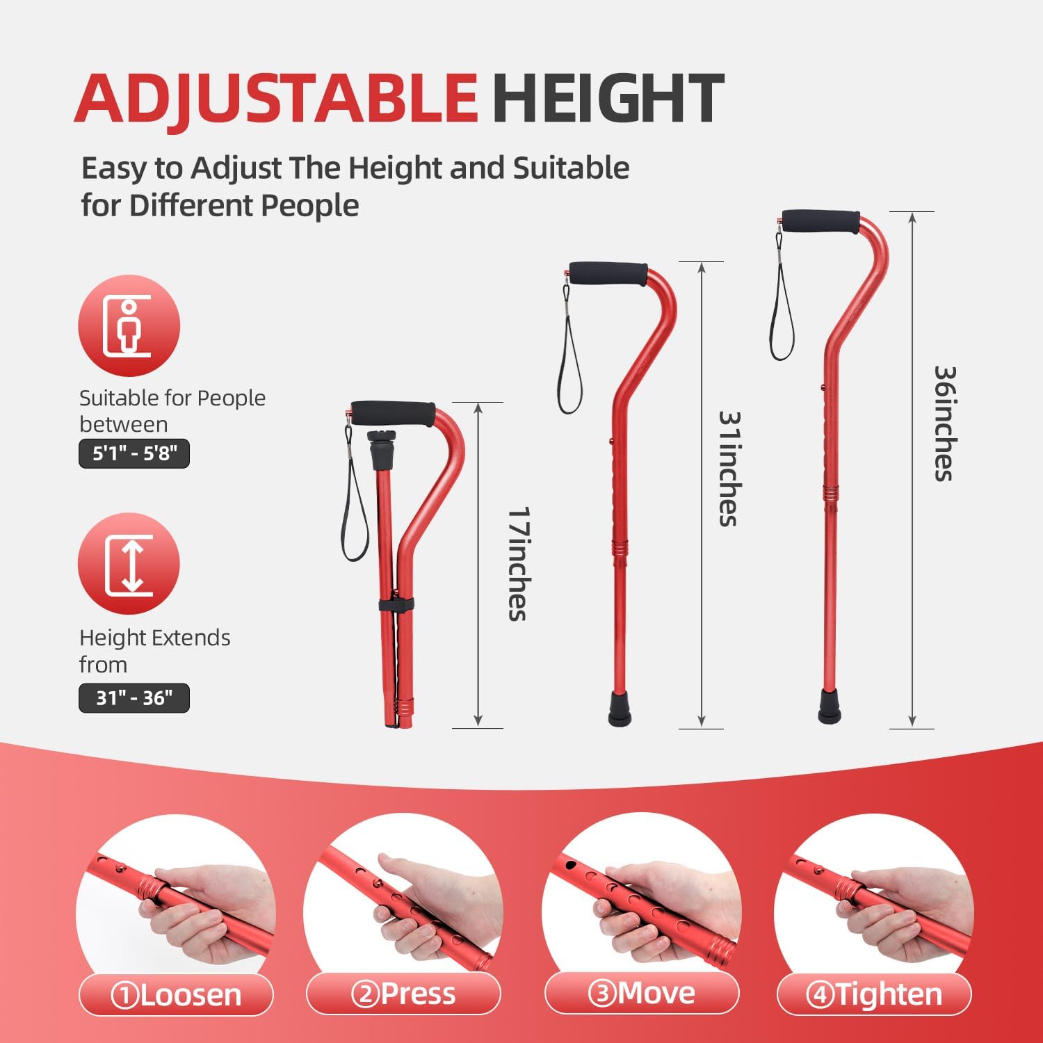 walking cane for men women adjustable cane with offset soft cushioned handle portable lightweight sturdy mobility walker aid for elderly seniors collapsible cane 1