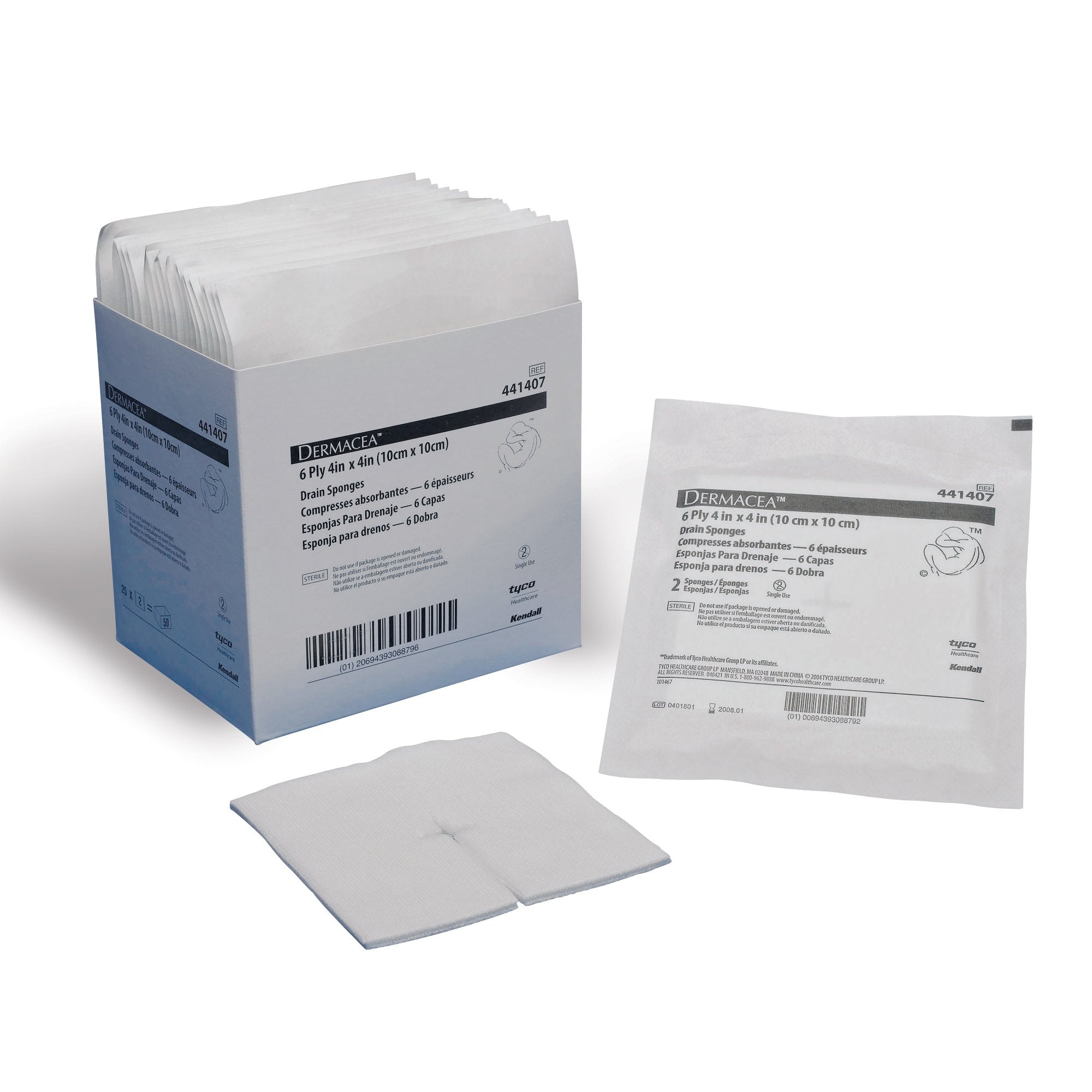 Drain Sponge Dermacea 4 X 4 Inch 6-Ply Sterile 2 per Pack
