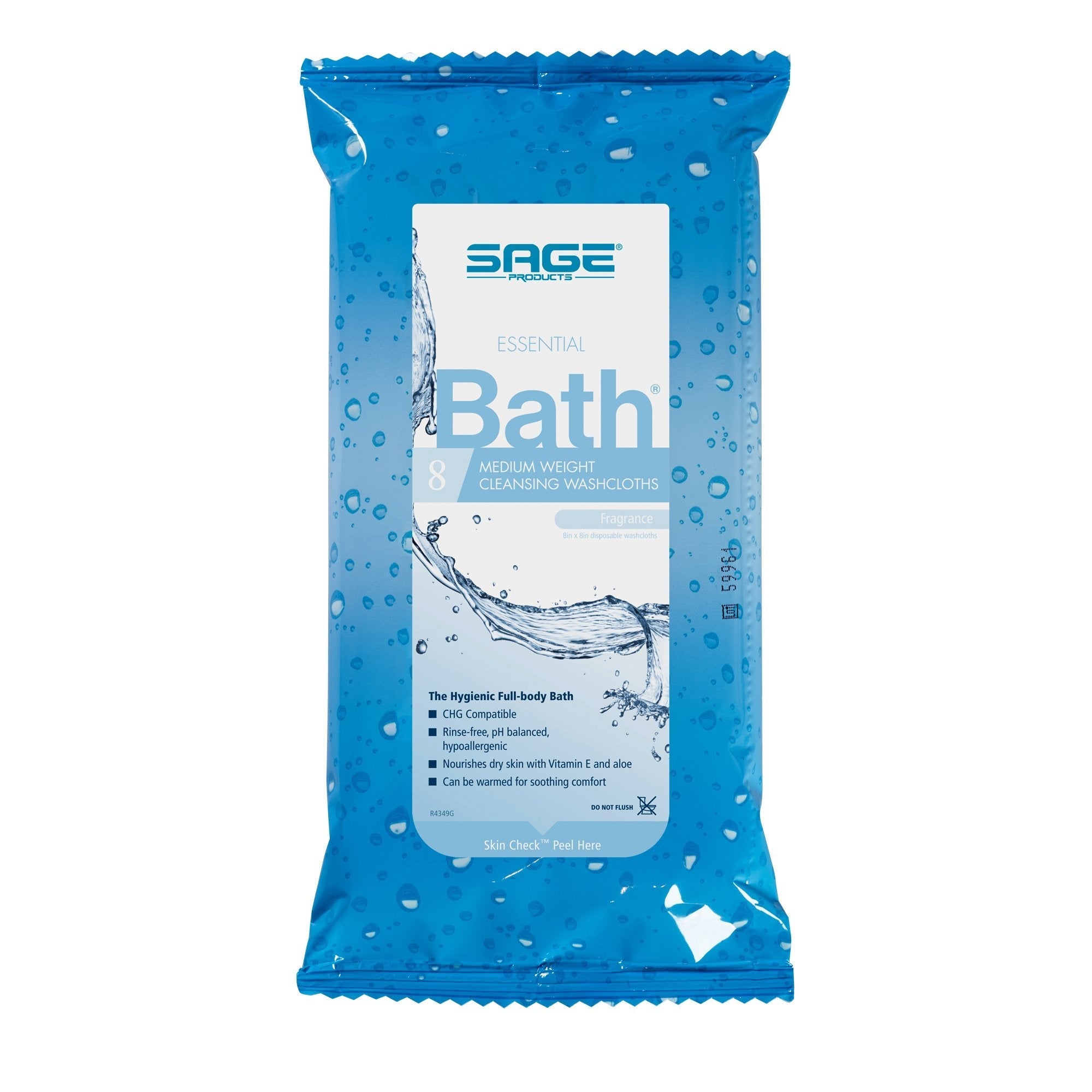 rinse free bath wipe essential bath medium weight soft pack scented 8 count packaging type box